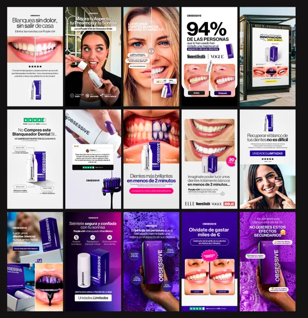 Creatividades digitales para comunicar producto, ofertas y marca en distintos formatos.